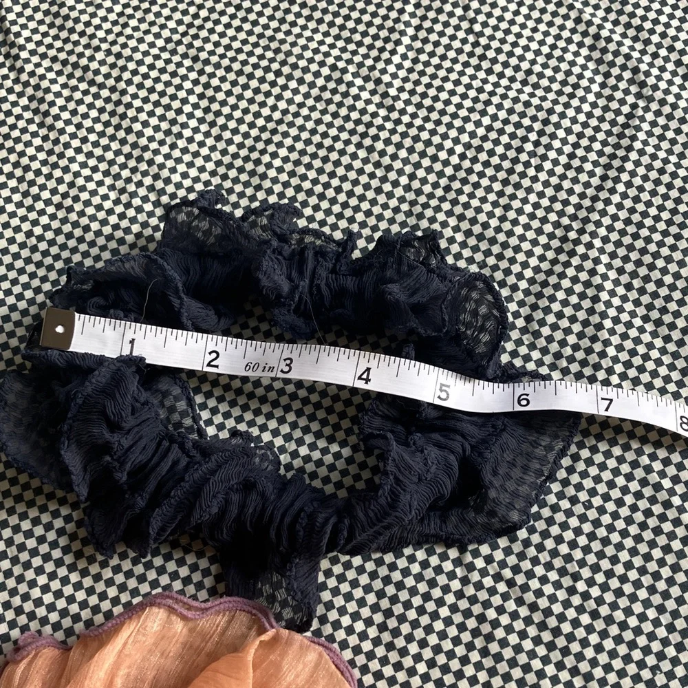 4/$20 Peach Ruffled Scrunchie & Navy Lace Scrunchie Set